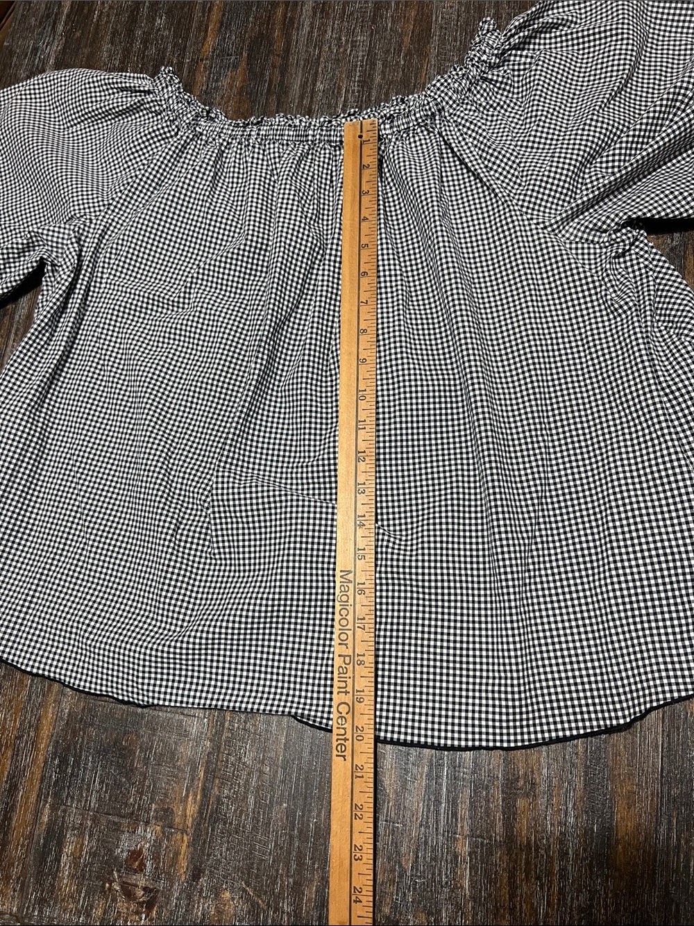 Lane Bryant Black and White Gingham Off-Shoulder Top - Picture 6 of 7